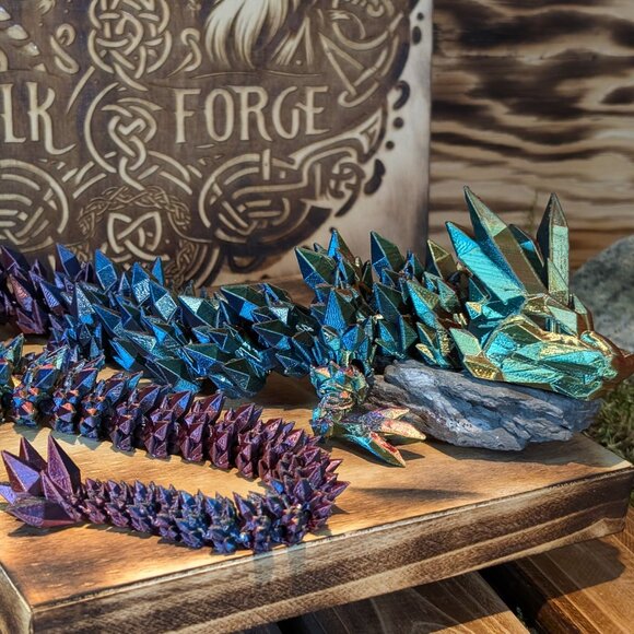 Crystal Dragon Flexible Articulated Fidget Toy 3D Printed - Picture 5 of 13